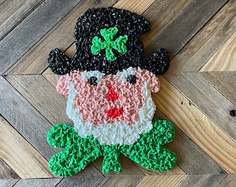 Vintage Leprechaun, Popcorn Leprechaun, Vintage Wall Art, Plastic Popcorn Leprechaun, Melted plastic decor, Irish Decor, Leprechaun Decor