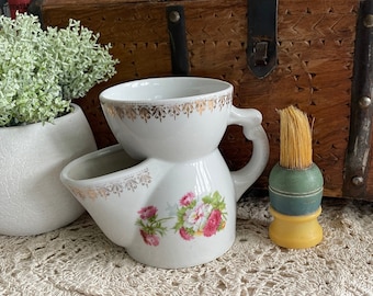 Taza de bigote vintage, taza de afeitar vintage, taza de afeitar, scuttle de afeitado para hombres vintage, taza de afeitar de cerámica, accesorio de afeitadora vintage, padres