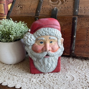 Vintage Ceramic Santa Planter, Small Ceramic Planter, Unique Ceramic Santa, vintage Christmas Decorations, Ceramic Santa Luminary Bag