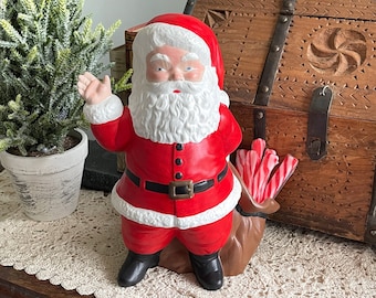 昔ながらのサンタの陶器の置物、ヴィンテージサンタの装飾、ホリデー