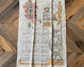 Toalla de plato vintage, toalla de té del año calendario vintage, toalla de té de lino, toalla de 1978, toalla de mano vintage, regalo de cumpleaños de 1978, calendario vintage