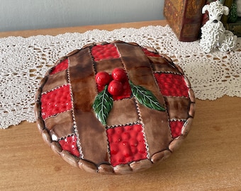 Vintage cherry pie dish | Vintage pie dish with lid | Southern cherry pie plate | Cherry pie serving platter | Oven to table pie dish,