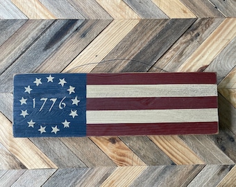 Long American Flag, Wooden American Flag, Rustic flag, Wooden Flag, Betsy Ross Flag, Vintage inspired American flag, Patriotic Decor, USA