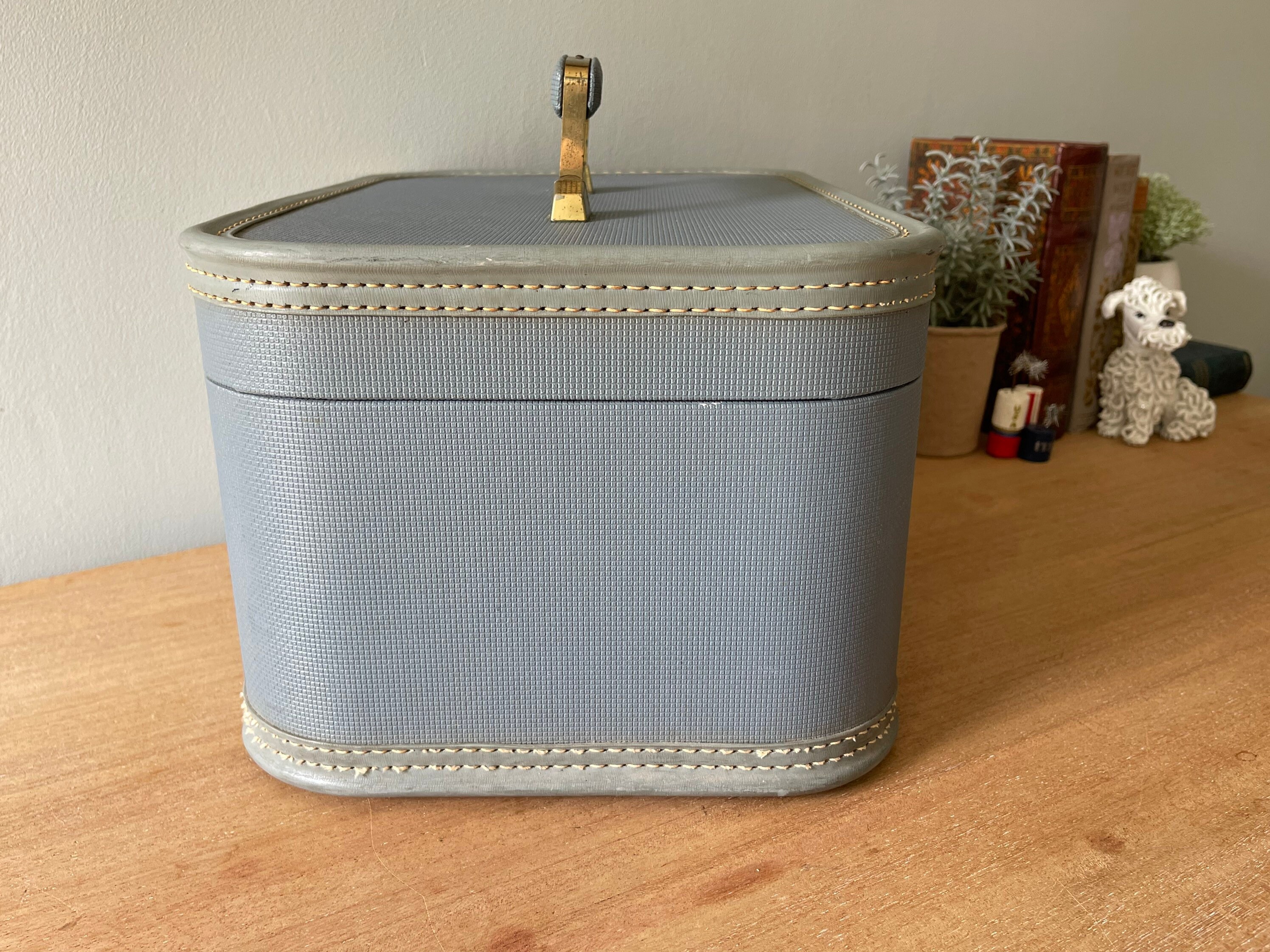 Vintage Blue Train Case Blue Travel Case Retro Vanity Case Etsy