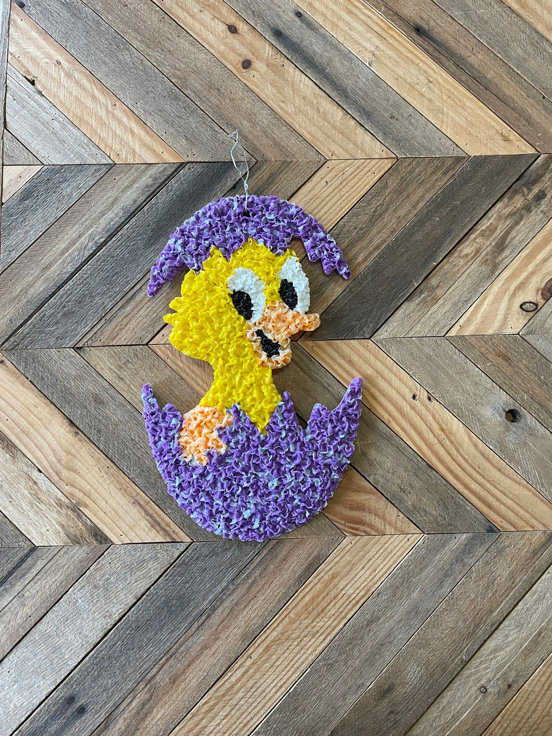Baby Duck Popcorn, Popcorn Duck, Duck in Purple Egg, Vintage Door
