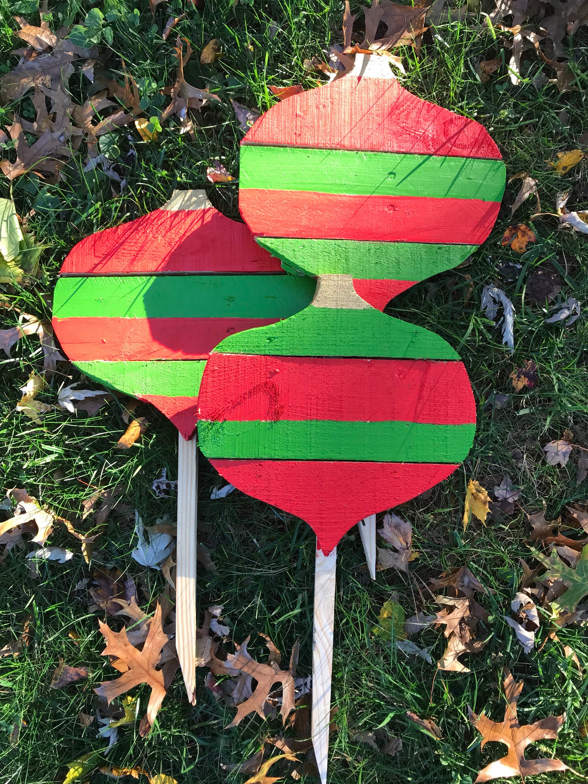 Christmas ornament yard stakes set Reclaimed wood stakes Etsy