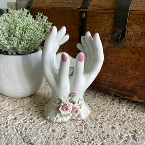 Vintage Vase, Small Vintage Lefton Porcelain Ladies Hands Vase, Porcelain Hand Vase, Unique Vase, Lefton, Ladies Hands Flower Vase, Hands