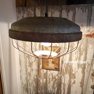 Vintage Chicken Feeder Lamp, Vintage Pendant Light, Re-Purposed Lamp, Chicken feeder light, Chicken Feeder Pendant Light, Rustic Lights