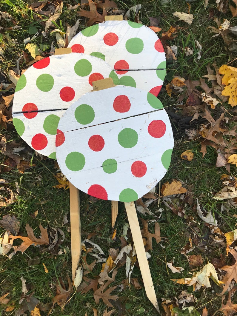 Christmas ornament yard stakes set Reclaimed wood stakes Etsy