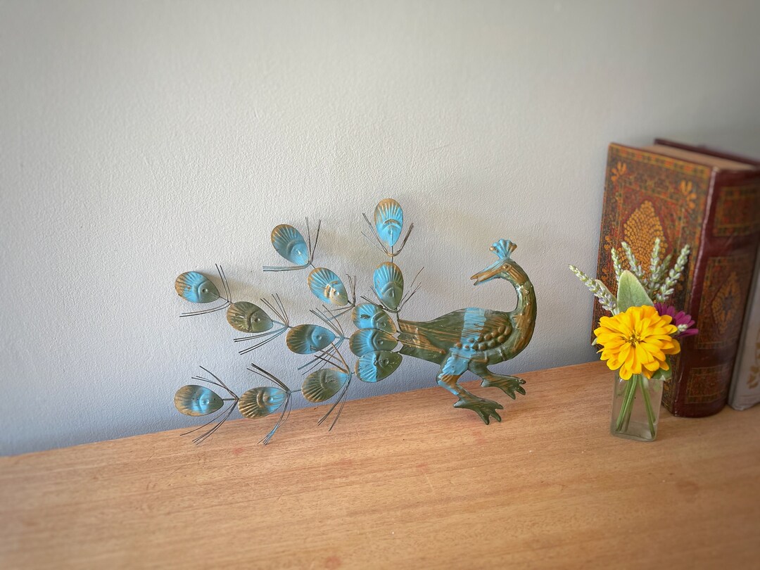 Vintage Metal Peacock, Metal Peacock Wall Art, Unique Peacock Wall