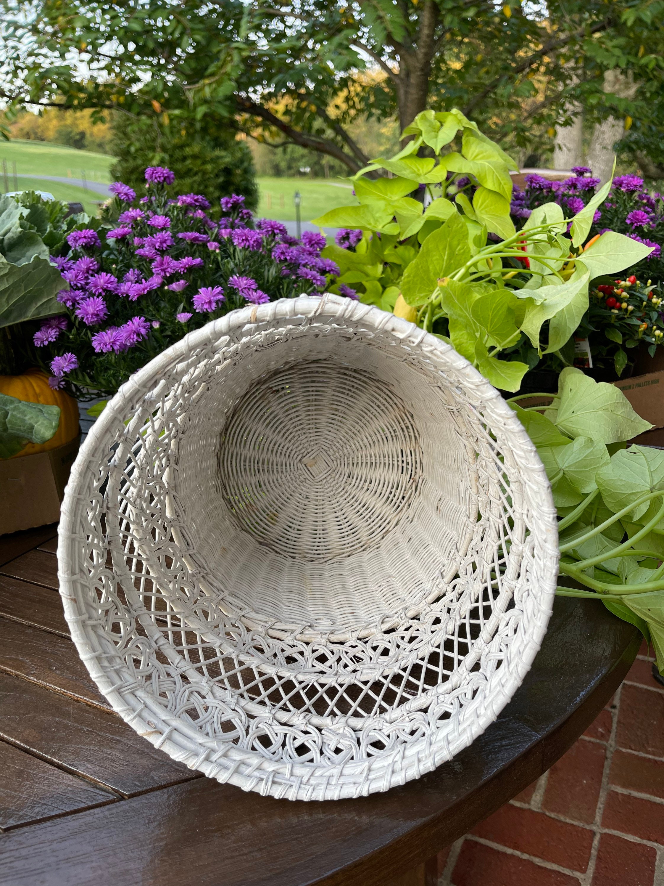 Vintage Trash Can Vintage Nursery Trash Can Wicker Trash Etsy