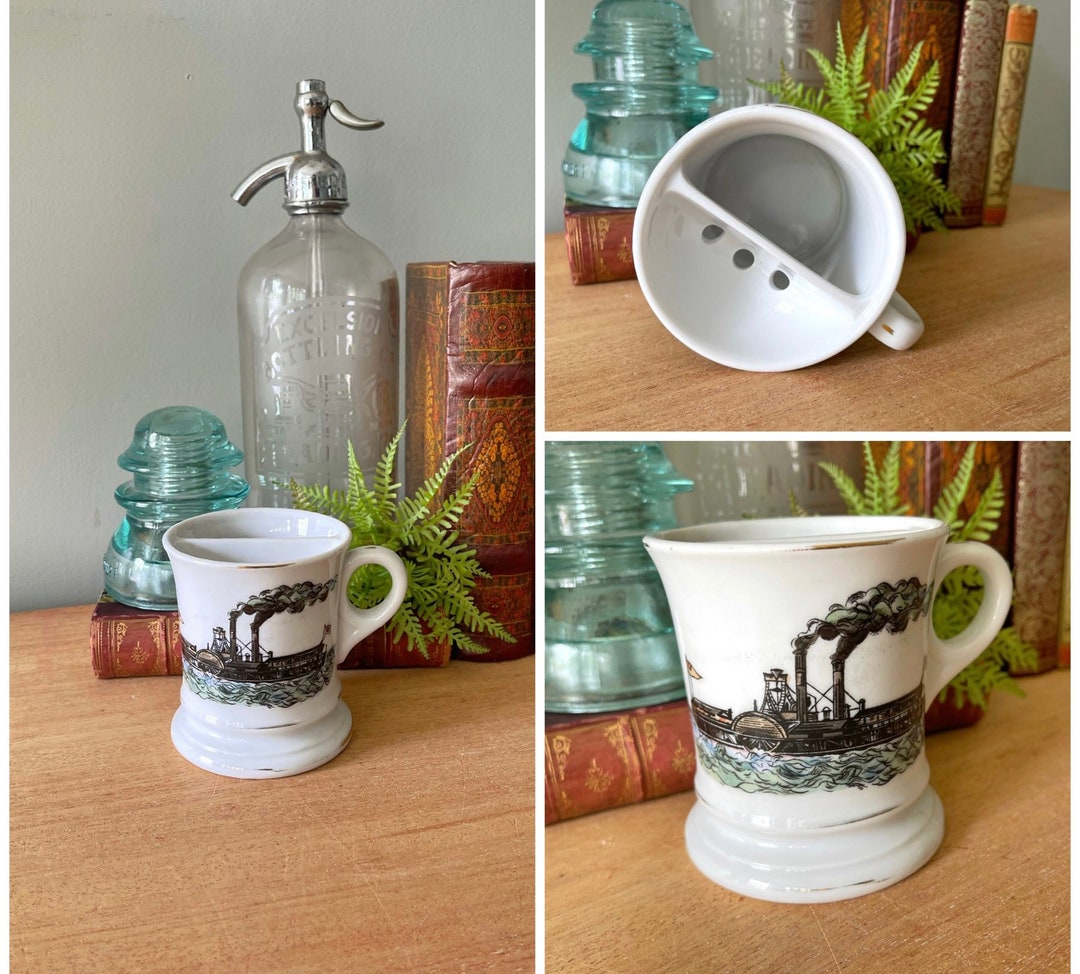 Vintage Shaving Mug Vintage Mustache Mug Nautical Shaving Etsy