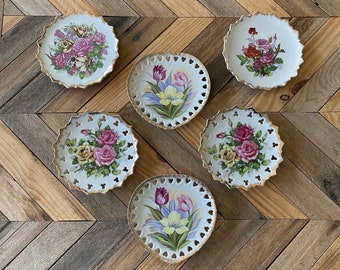 Vintage Tea Bag Holders, Vintage Appetizer Plates, Tea Lover Gift, Vintage Tea Decor, Tea Plate Set, Small Ceramic Saucers, Unique Plates