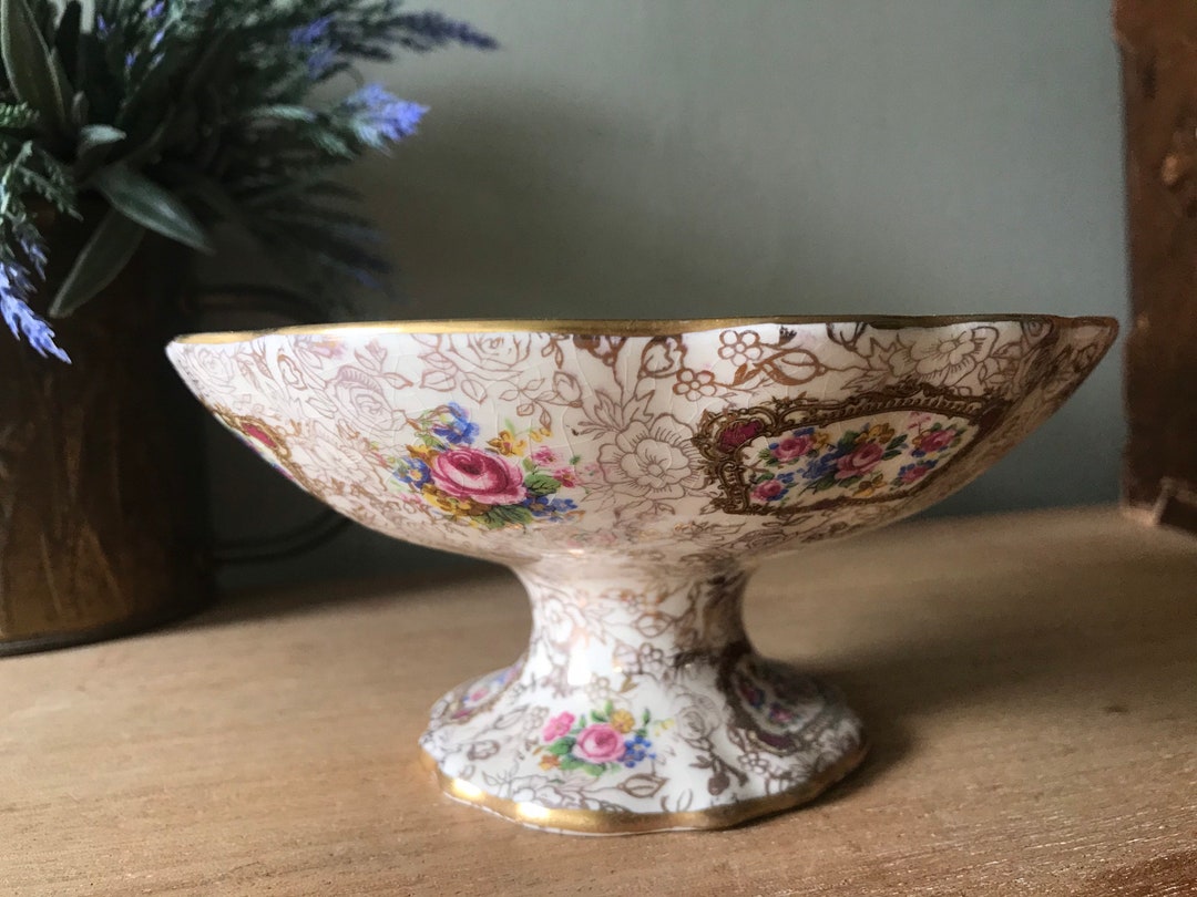 Vintage Pedestal Bowl Footed Pedestal Bowl Platform Bowl Etsy