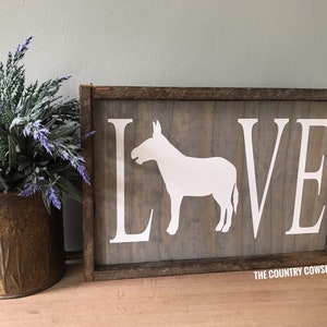 Love Donkey Sign, Wooden Donkey Sign, Donkey Racing| Farmhouse Sign, Housewarming Gift, Barn Sign, Donkey Lover Sign, Jack Ass Sign, Donkey