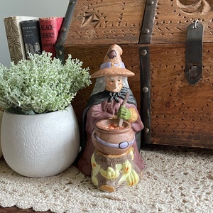 Ceramic Halloween Light, Vintage Witch Nightlight, Spooky Halloween Decor, Vintage Witch Accent Lamp, Witch Nightlight, Vintage Lamp