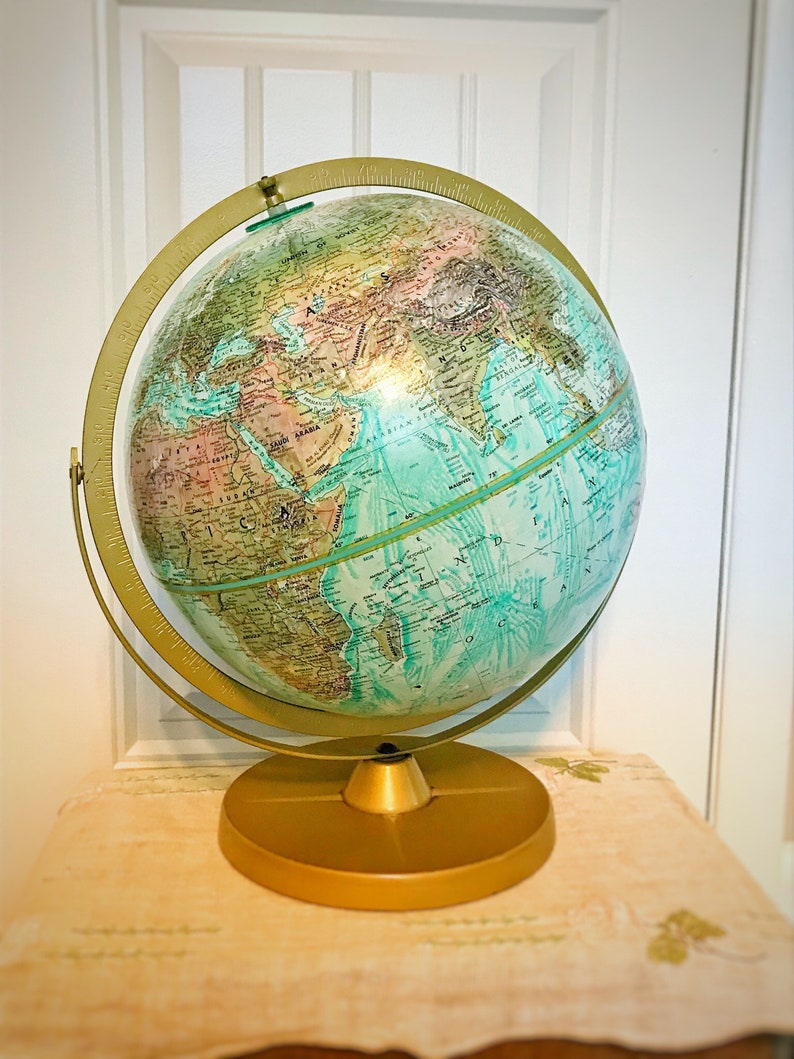 Vintage Blue Globe, Replogle World Ocean Globe, 12 Inch Globe | World ...