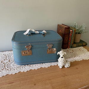 Valigia da viaggio blu vintage, valigetta da viaggio blu, beauty case retrò, contenitore boho, bagaglio blu, contenitore vintage, beauty case, Starline