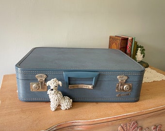 Vintage Blue Suitcase, Vintage Monarch Suitcase, Vintage Luggage, Vintage Suitcase, Monarch Suitcase, Blue Luggage, Retro Luggage, Monarch