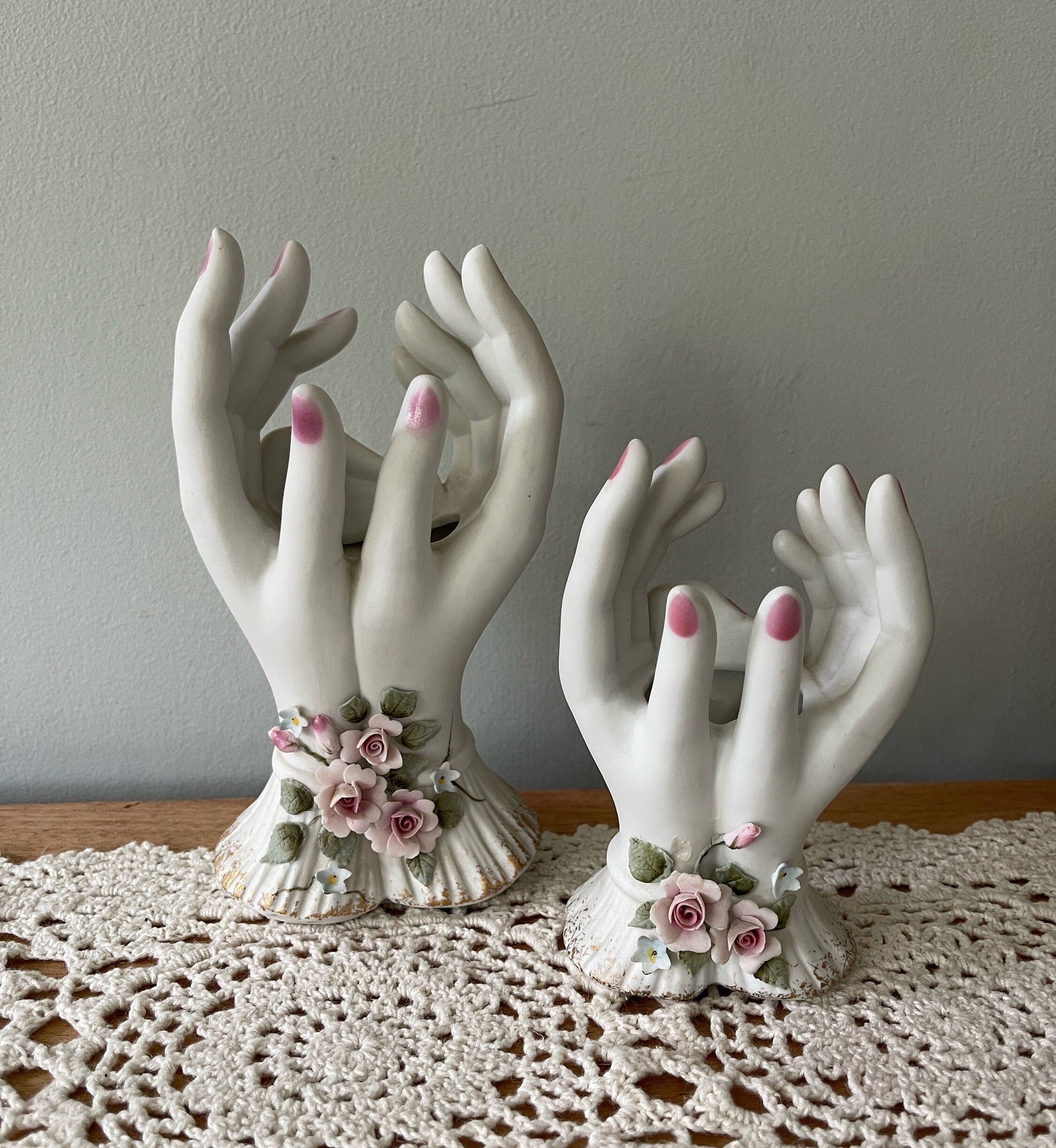 Vintage Vase, Small Vintage Lefton Porcelain Ladies Hands Vase