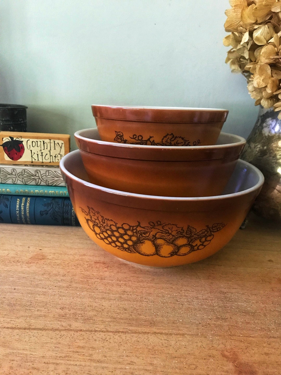 Set (3) of PYREX Old Orchard Mixing Bowls Vintage Pyrex