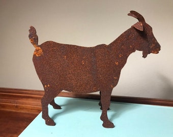 Rusty Goat, Goat Decor, Medium Rusty Metal Goat, Rusty Metal Goat, Goat Lover Gift, Unique Goat Figure, Rusty Animals, Goats, Metal Goat