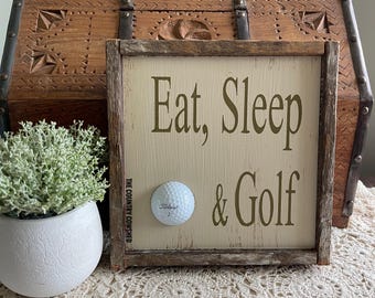 Signe des cavernes homme drôle, dormir et jouer au golf, signes de golf, signe d'humour de golf, art mural homme des cavernes, fête des pères, cadeau pour amateur de golf