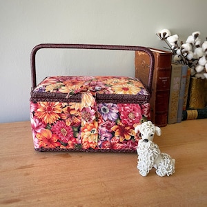 Vintage sewing basket, wicker sewing basket, unique wicker sewing basket, rattan sewing basket, vintage container, retro sewing basket