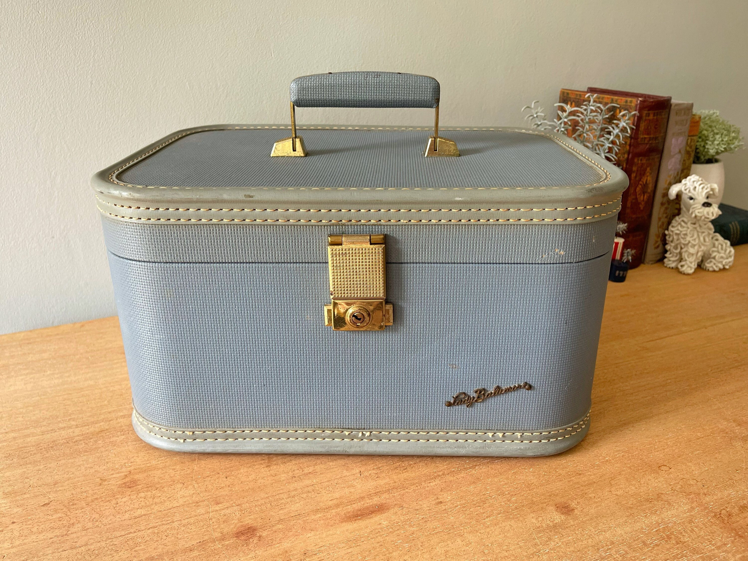 Vintage Blue Train Case Blue Travel Case Retro Vanity Case Etsy