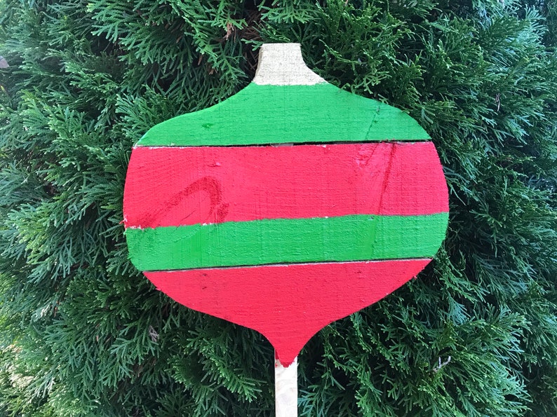 Christmas ornament yard stakes set Reclaimed wood stakes Etsy