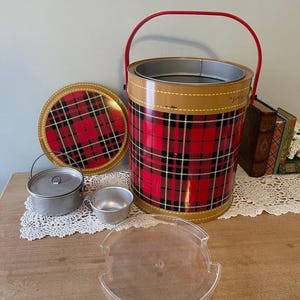 Vintage Cooler, Skotch Kooler, Red Plaid Cooler, Skotch Cooler with Accessories, Large Vintage Cooler, Wine Cooler, Bottle Chiller, Cooler