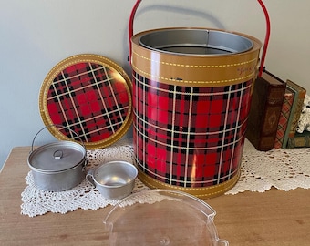 Vintage Cooler, Skotch Kooler, Red Plaid Cooler, Skotch Cooler with Accessories, Large Vintage Cooler, Wine Cooler, Bottle Chiller, Cooler