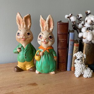 Vintage Ceramic Bunny, Set of Two Ceramic Bunnies, Vintage Rabbit, Vintage Easter Decoration, Easter Bunny, Retro Bunny, Vintage Bunny Mold