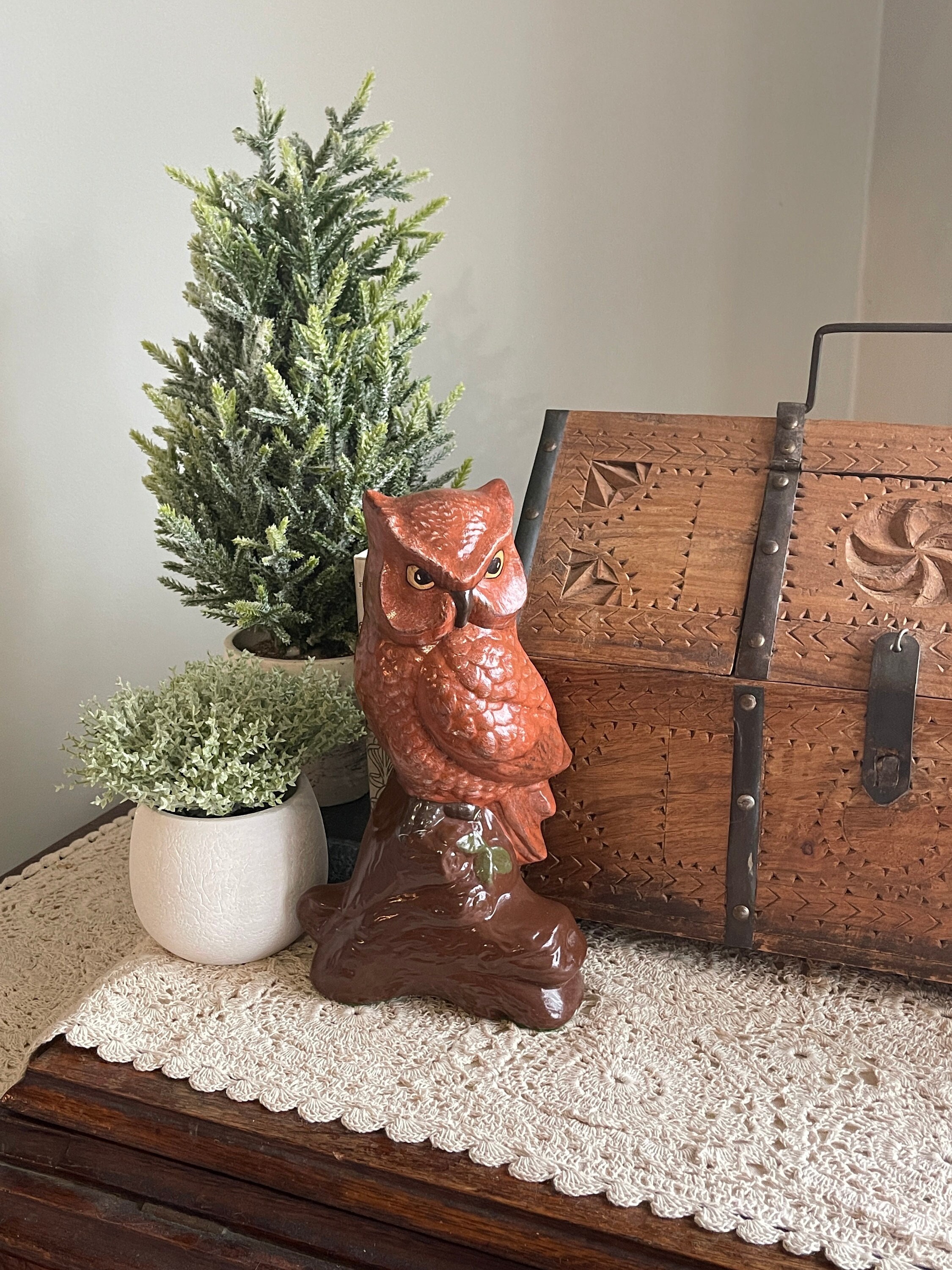 Vintage Ceramic Owl, Ceramic Woodland Owl, Vintage Owl Decor, Brown Owl, Owls, Tawny Owl Figurine, O