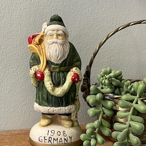 Papá Noel de las Naciones, Figura de Papá Noel Vintage, Figura de Cerámica de Alemania, Papá Noel Alemán, Papá Noel Vintage, Figura de Papá Noel Pequeña, Colección de Papá Noel