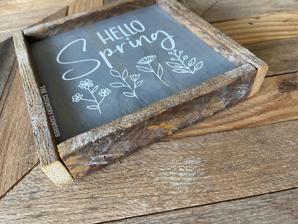 Hello Spring Sign, Wooden Floral Sign, Spring Flower Sign, Farmhouse ...