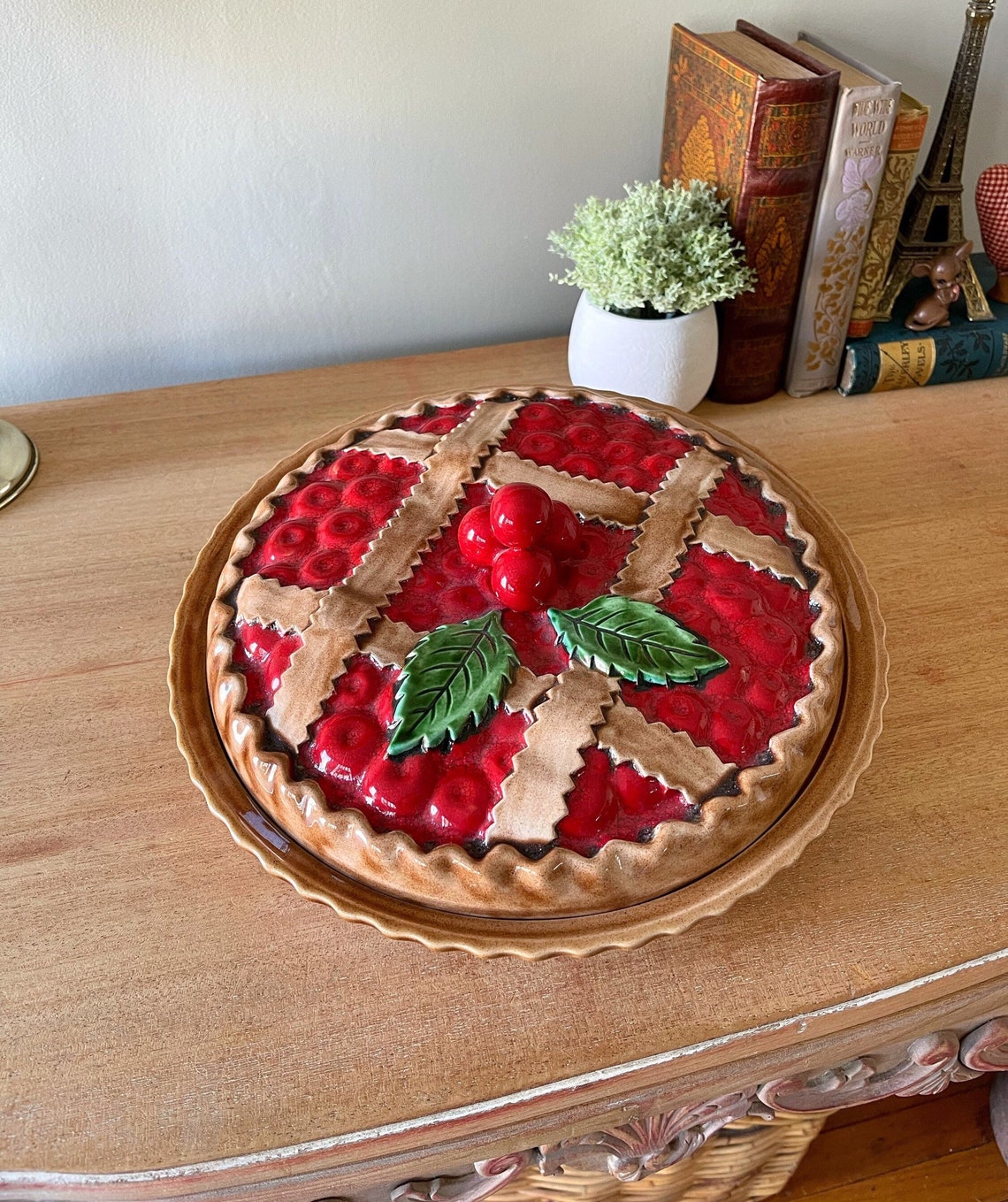 Vintage Cherry Pie Dish Vintage Pie Dish With Lid Southern Etsy