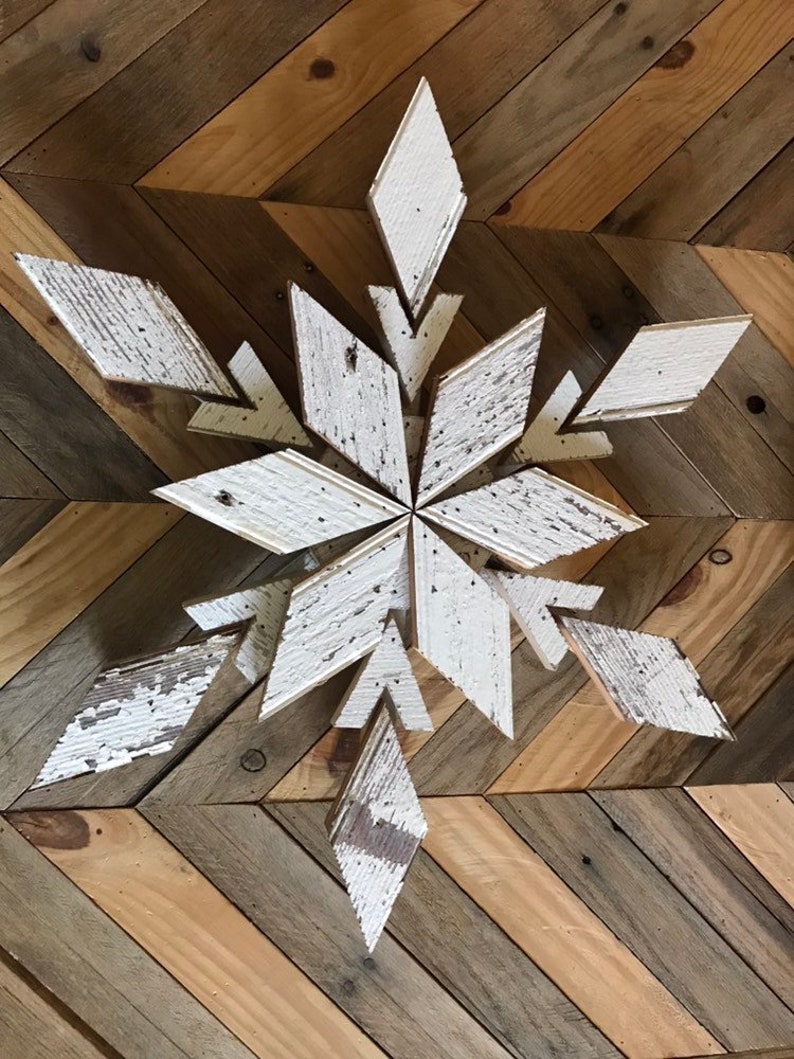 Reclaimed Barnwood Snowflake Wooden Snowflake Winter Decor Etsy