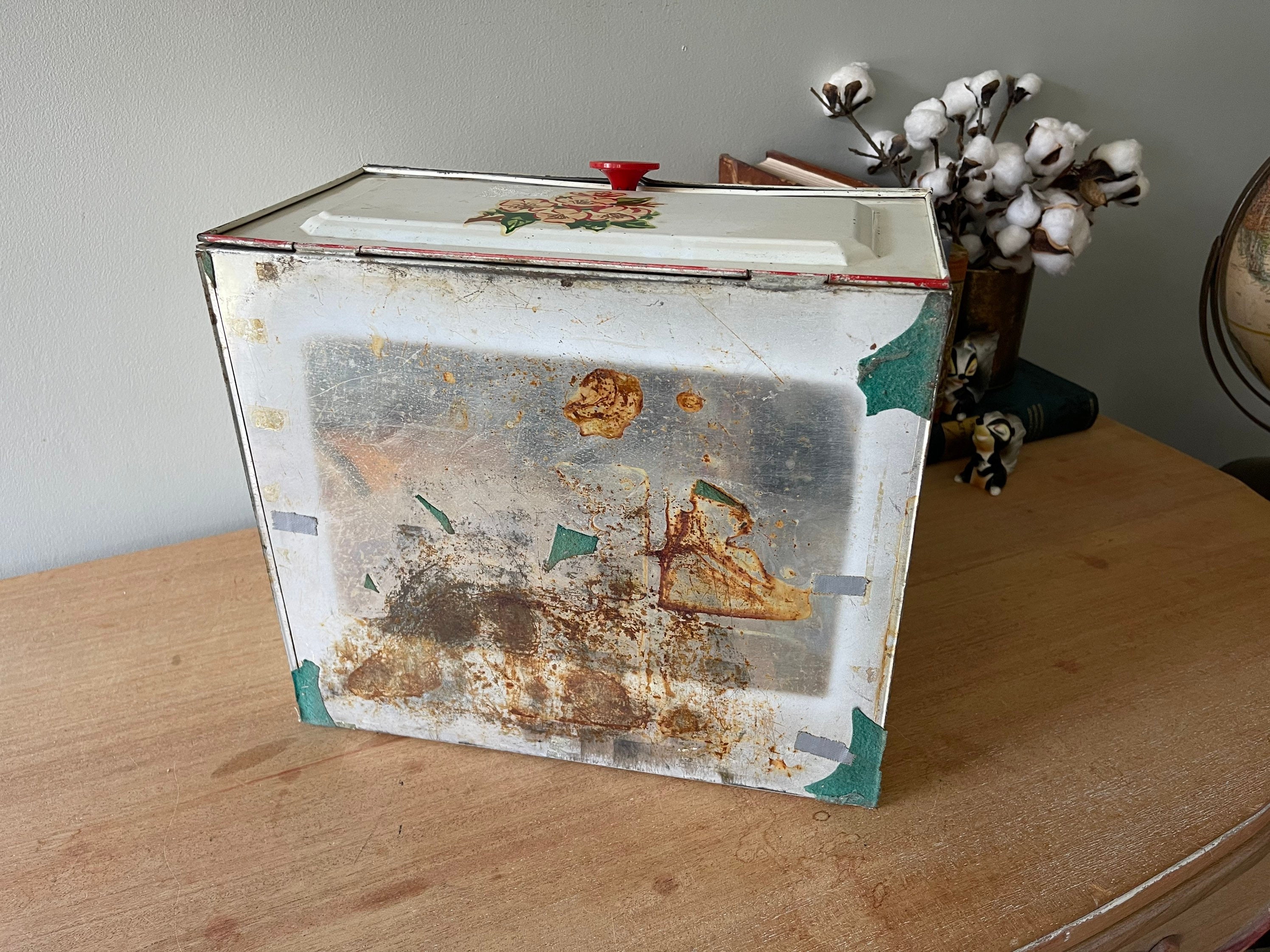 Vintage Double Bread Box Flora Bread Box White Metal Etsy