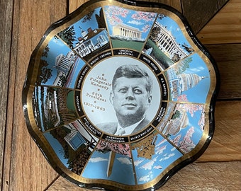 Houze Art Glass Ashtray, Vintage Houze Art President Ashtray, Vintage Glass Candy Dish, Vintage JFK Decor, Vintage Glass, US President Decor