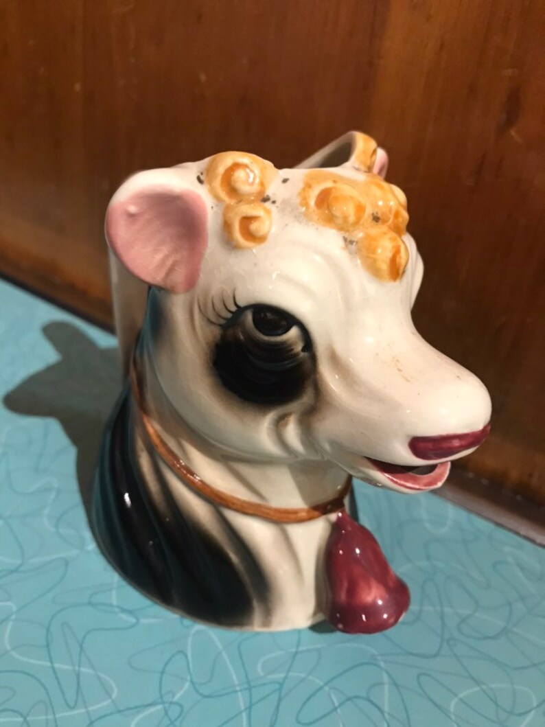 Vintage Cow Creamer / Ceramic Creamer / Farmhouse Kitchen / Etsy