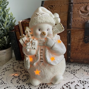 Vintage Ceramic Snowman, Vintage Ceramics, Ceramic Christmas Snowman, Ceramic Light up Snowman, Vintage Christmas, Snowman