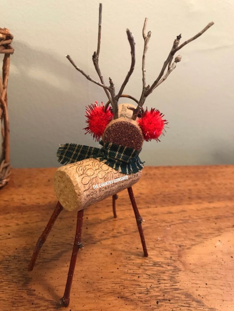 Wine Cork Reindeer Cork Reindeer Wine Cork Decor Christmas Etsy
