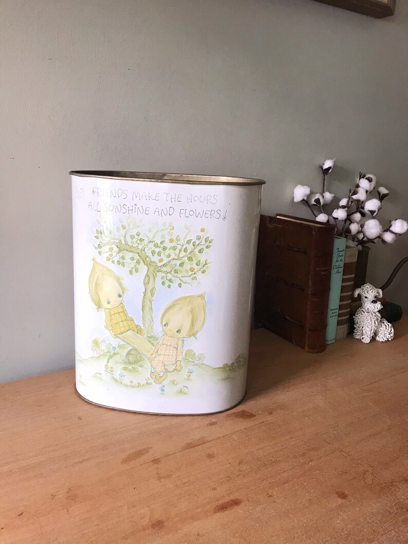 Vintage Trash Can Vintage Nursery Trash Can Metal Trashcan Etsy