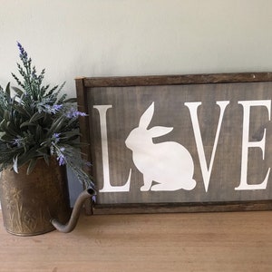 Love Bunny Sign | Wooden Bunny Sign | Rabbit Sign | Farmhouse Sign | Housewarming Gift | Bunny Rabbit lover| Bun bun Sign | Bunny love