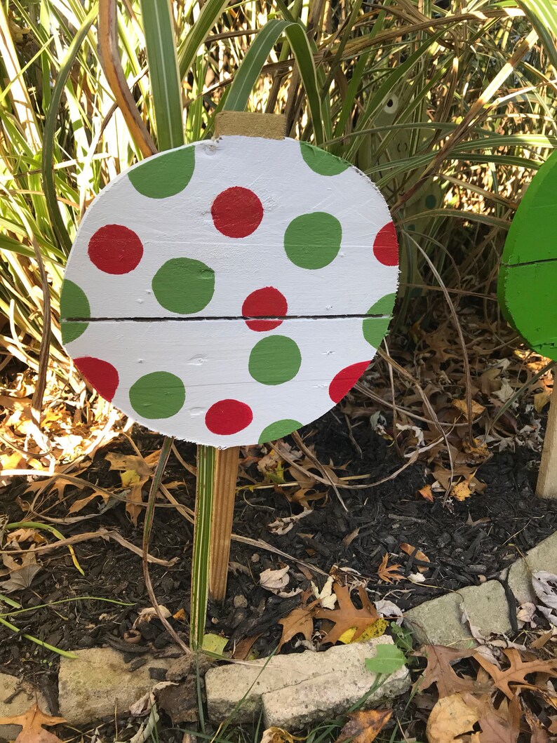 Christmas ornament yard stakes set Reclaimed wood stakes Etsy