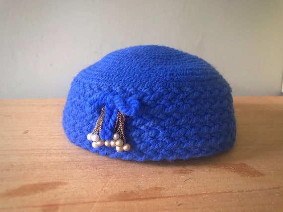 Vintage Pillbox Hat, Everitt Original, Royal blue… - image 2