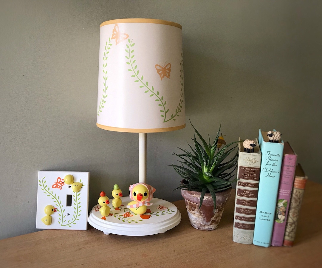 Vintage Lamp Vintage Nursery Lamp and Switch Plate Yellow Etsy