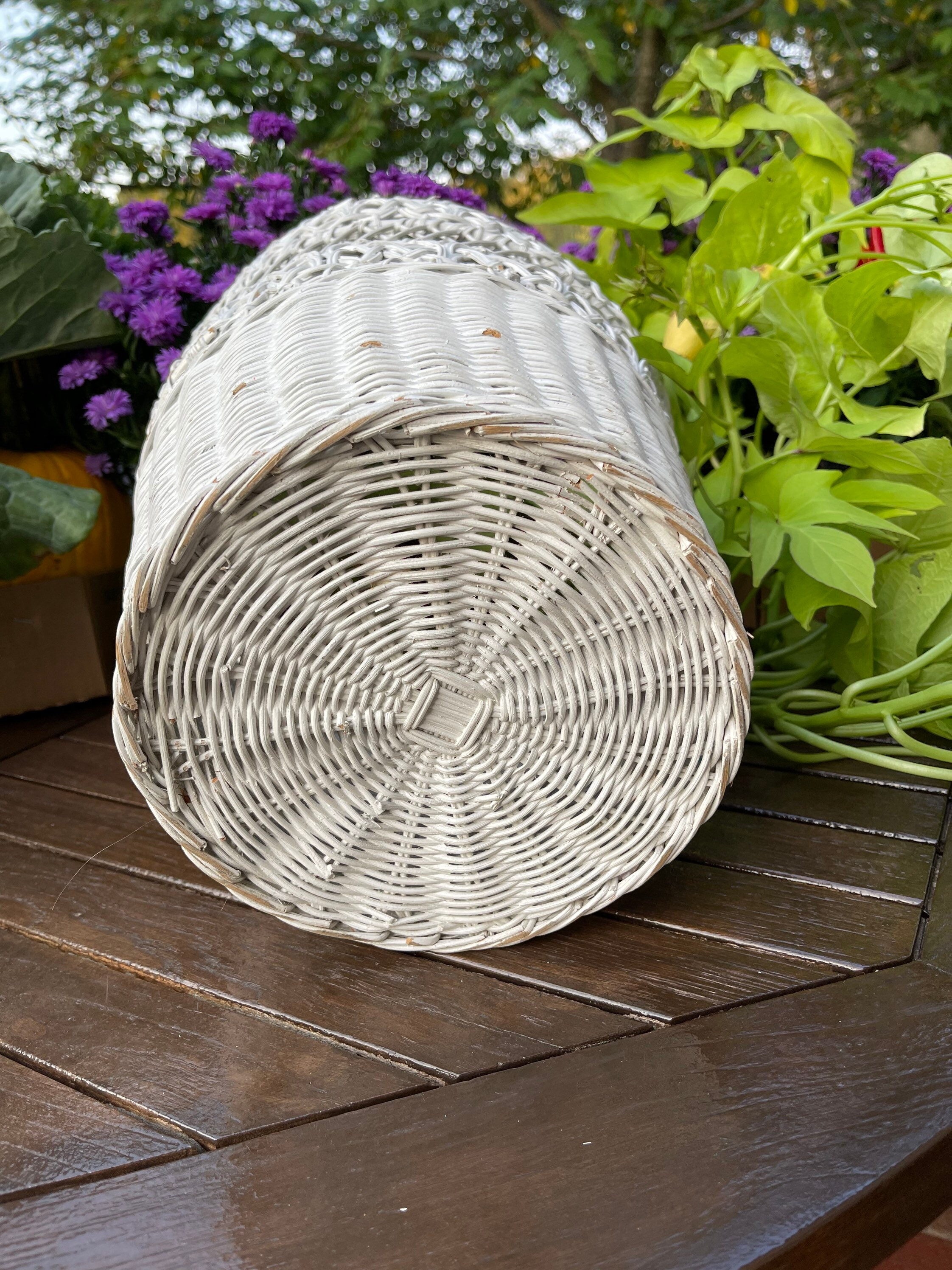 Vintage Trash Can Vintage Nursery Trash Can Wicker Trash Etsy