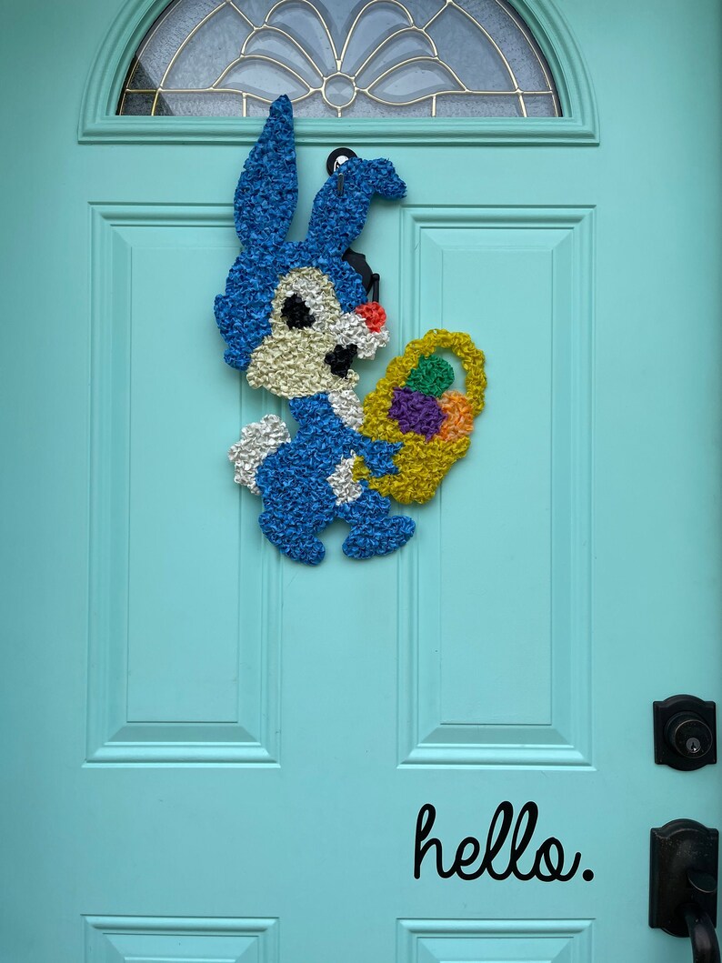 Blue Bunny Vintage Popcorn Bunny Vintage Door Decoration Etsy